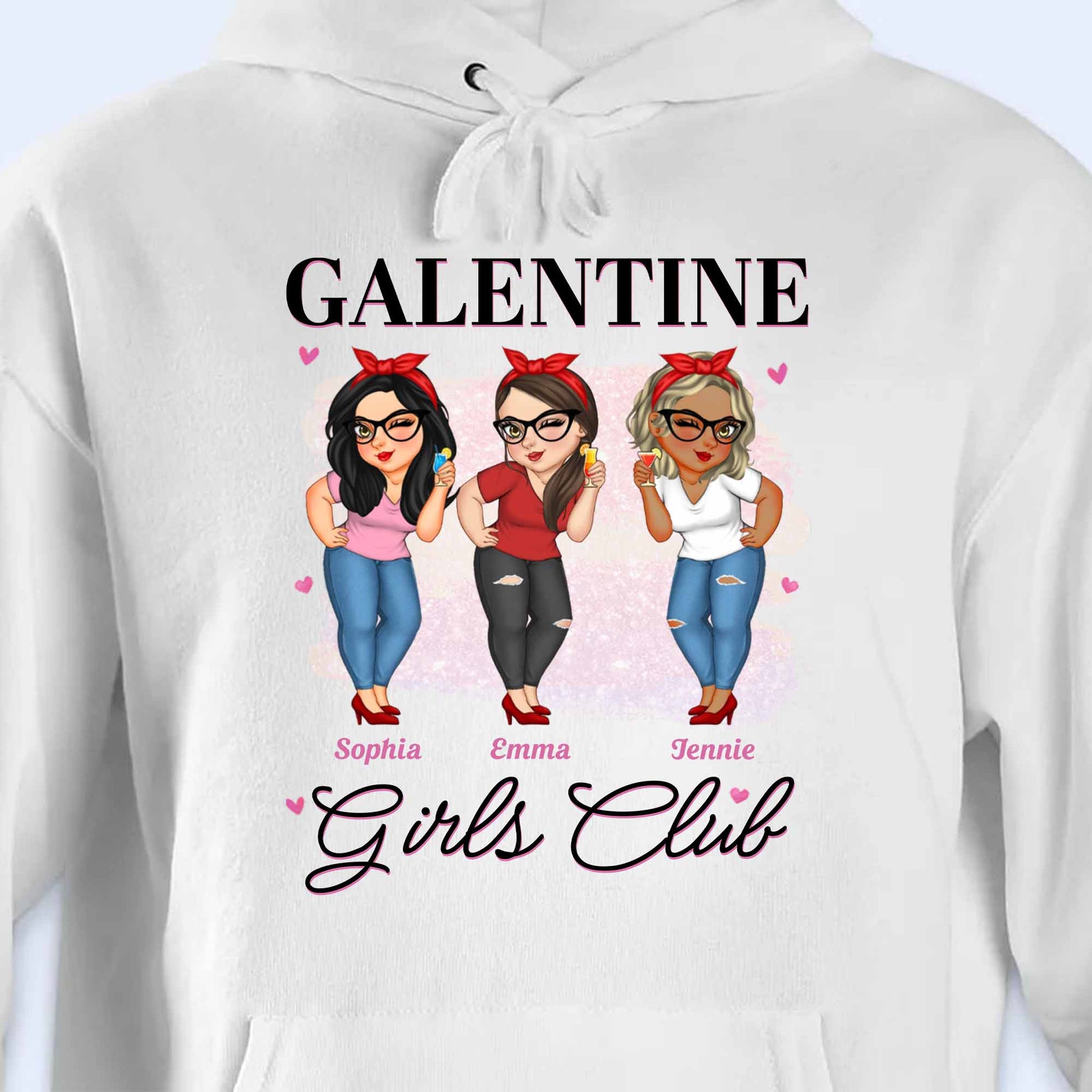 Galentine Girls Club Custom Character Illustration T-Shirt