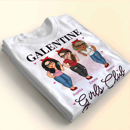 Galentine Girls Club Custom Character Illustration T-Shirt