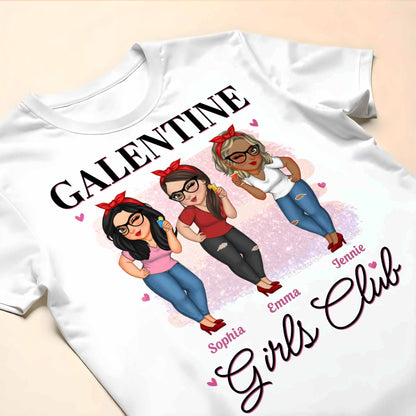 Galentine Girls Club Custom Character Illustration T-Shirt