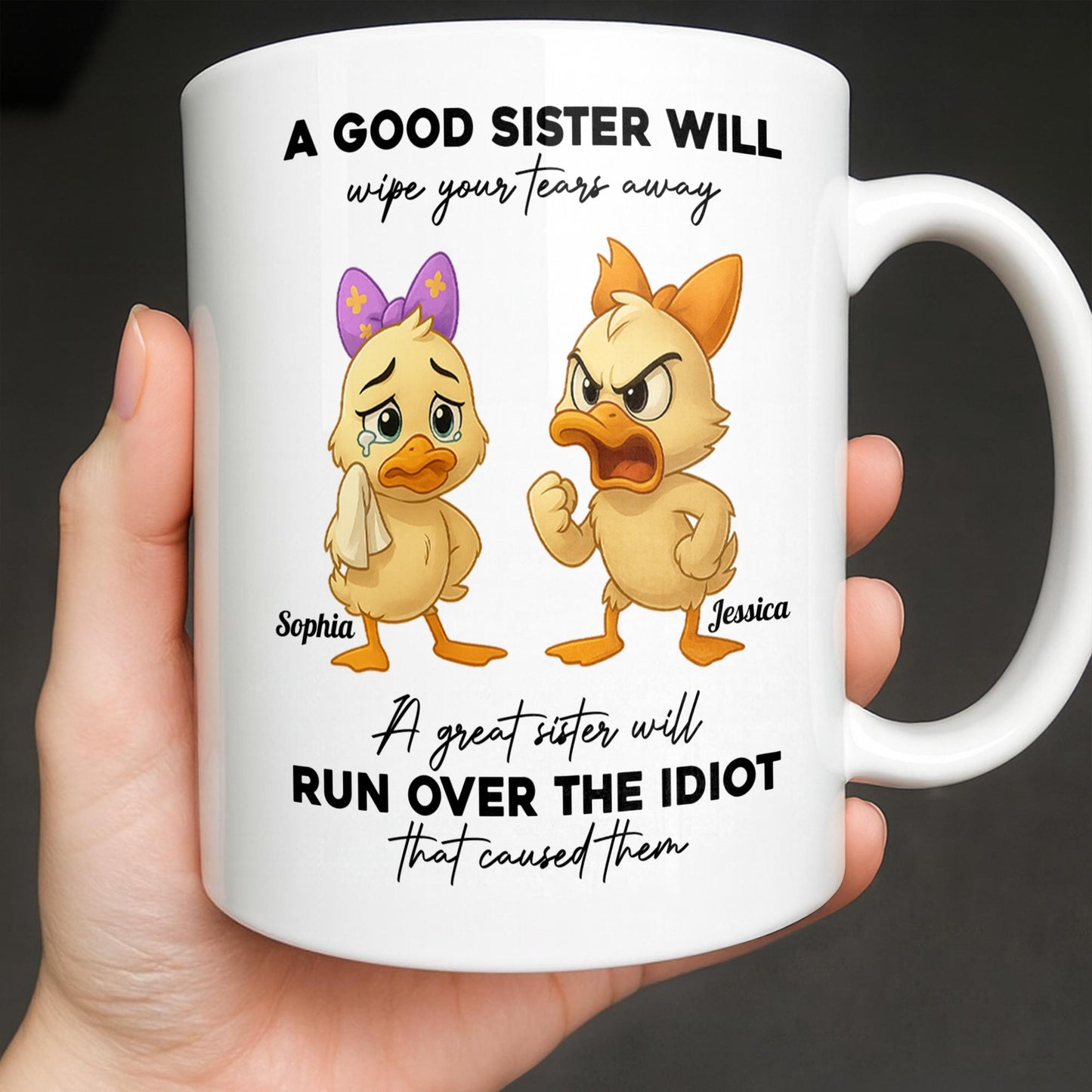 A Good Sister Will Wipe Your Tears Away With Cartoon Ducks