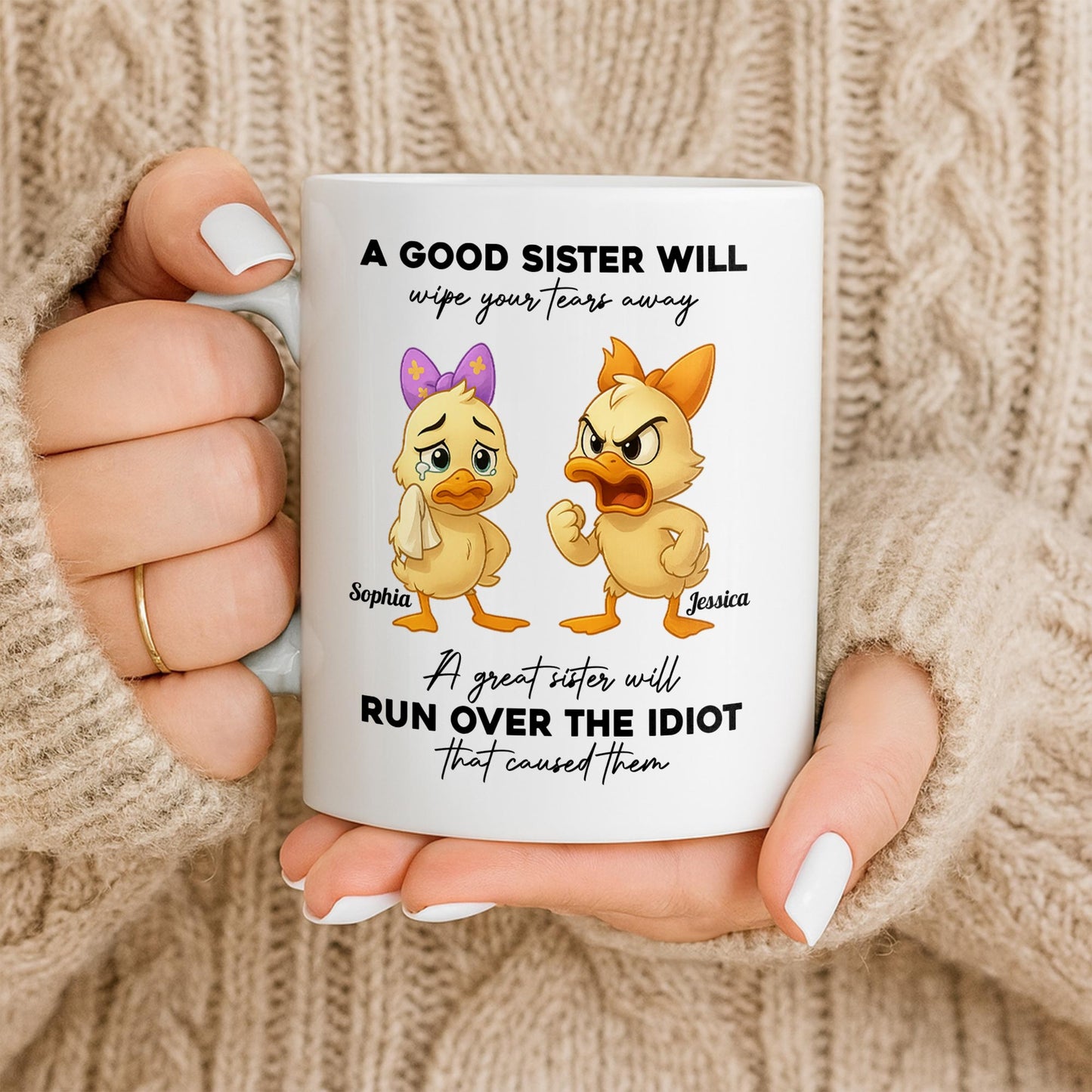 A Good Sister Will Wipe Your Tears Away With Cartoon Ducks