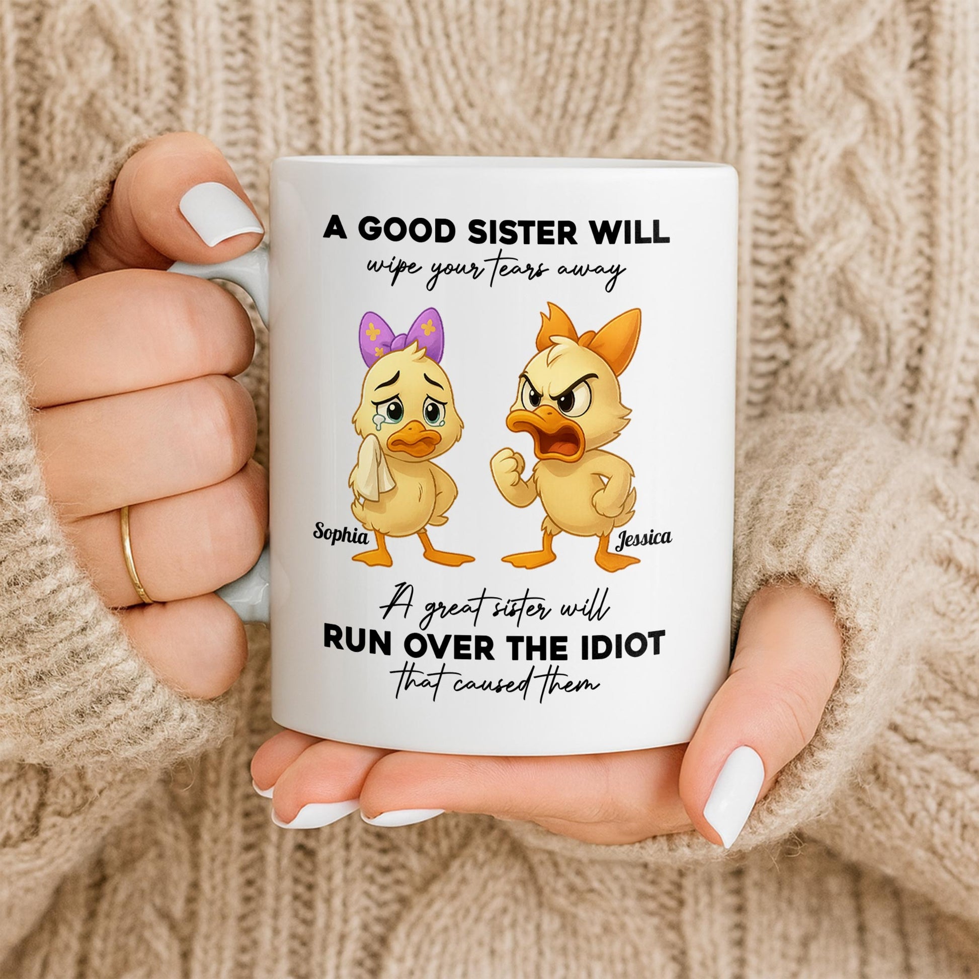 A Good Sister Will Wipe Your Tears Away With Cartoon Ducks