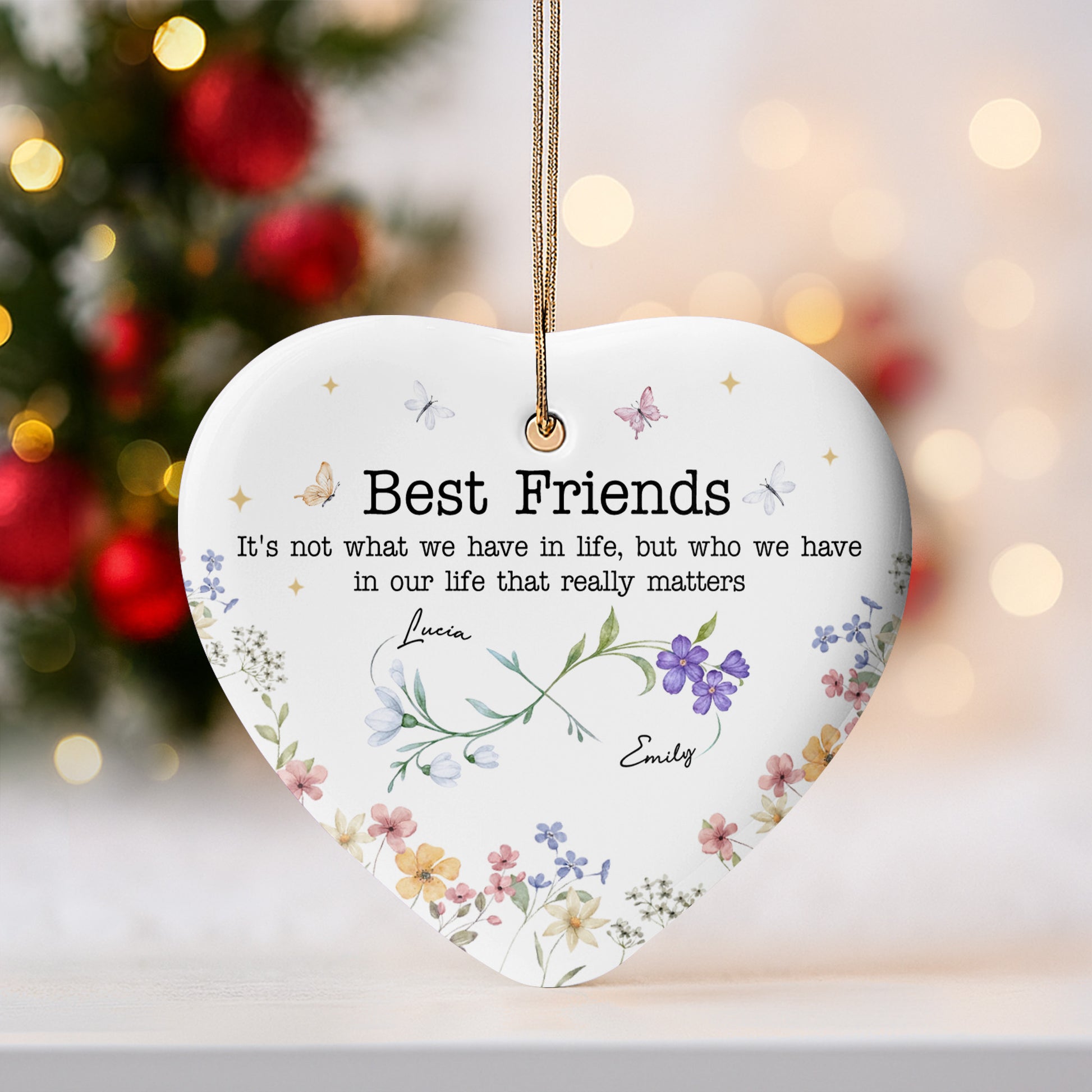 Best Friends, Life's Treasures With Flowers And Butterflies