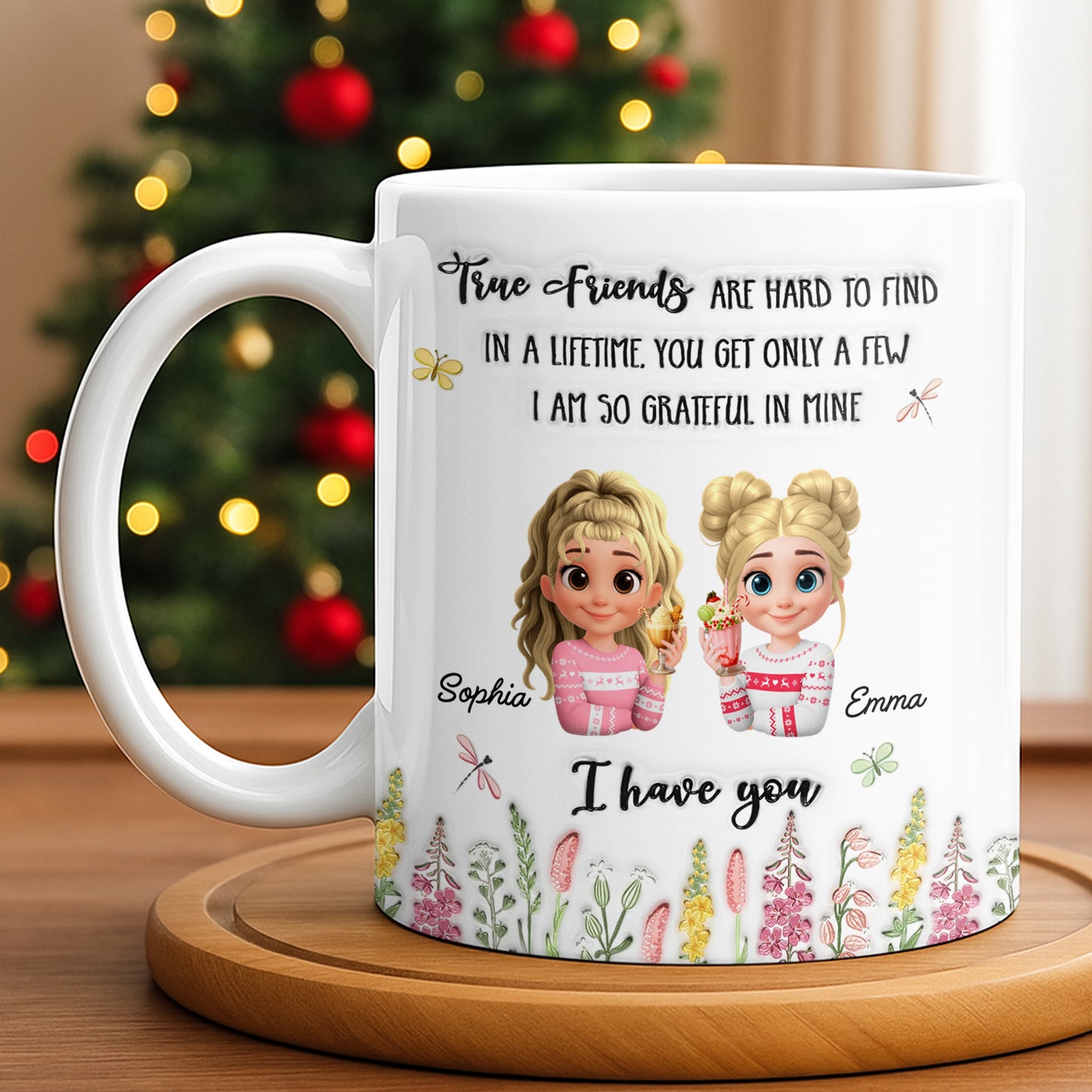 True Friends Are Hard To Find, Cartoon Characters And Flowers