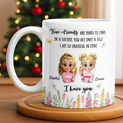 True Friends Are Hard To Find, Cartoon Characters And Flowers