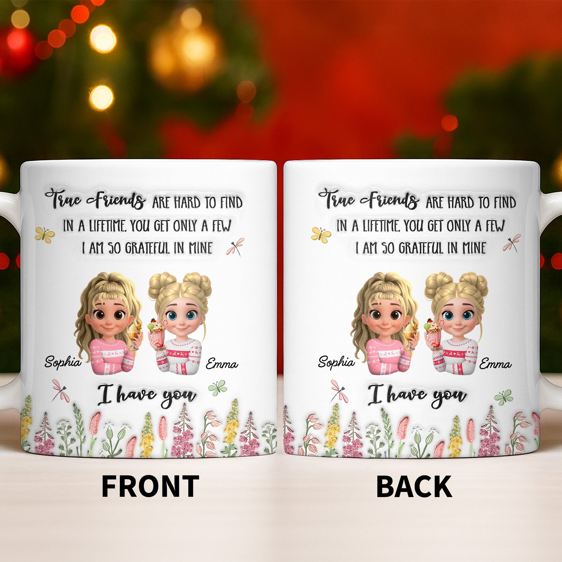 True Friends Are Hard To Find, Cartoon Characters And Flowers