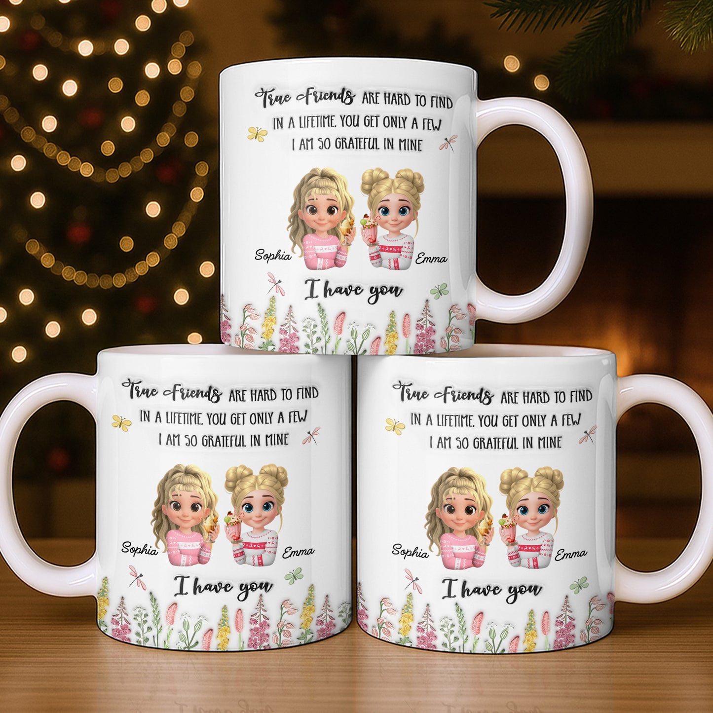 True Friends Are Hard To Find, Cartoon Characters And Flowers