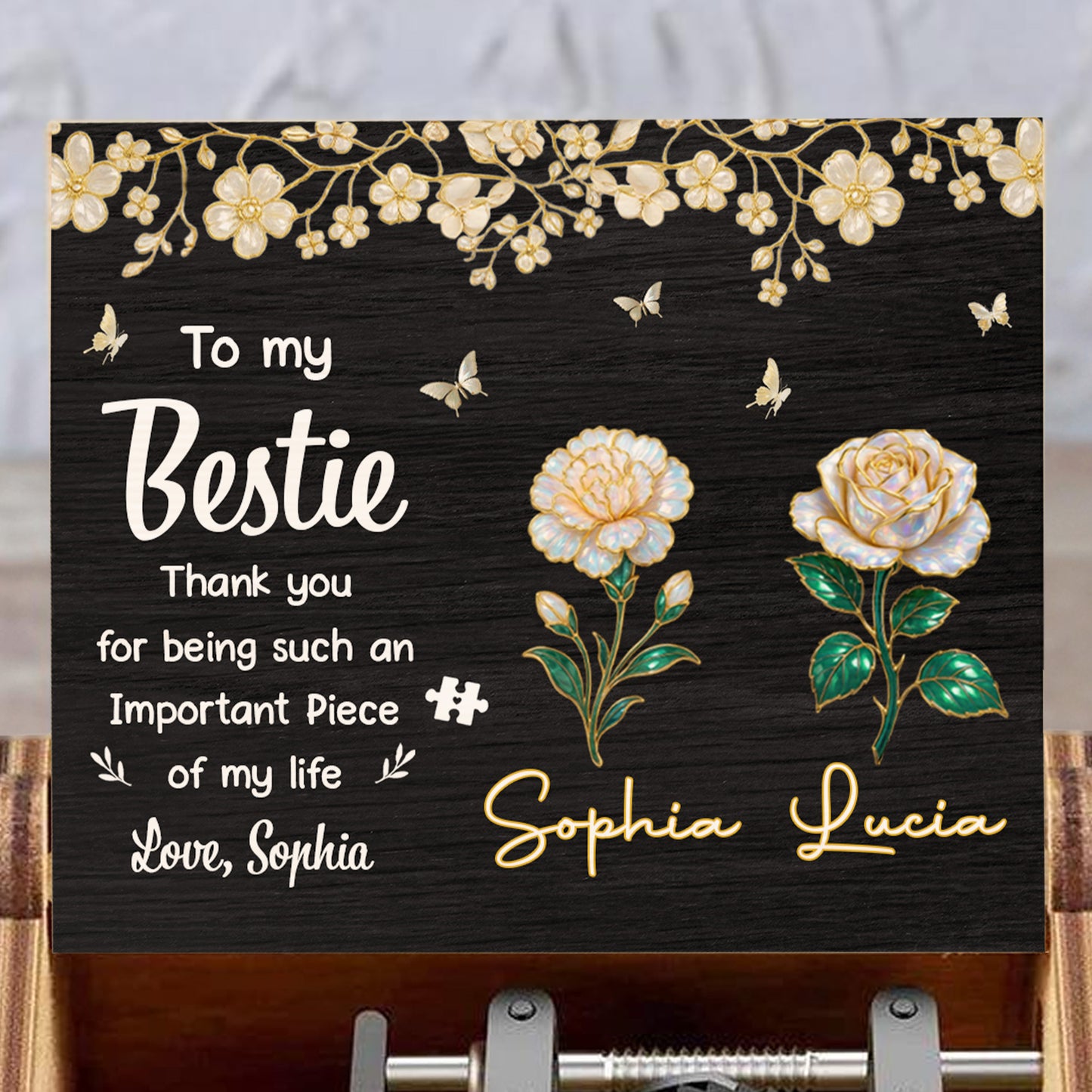 To My Bestie, Thank You, Flowers And Butterflies