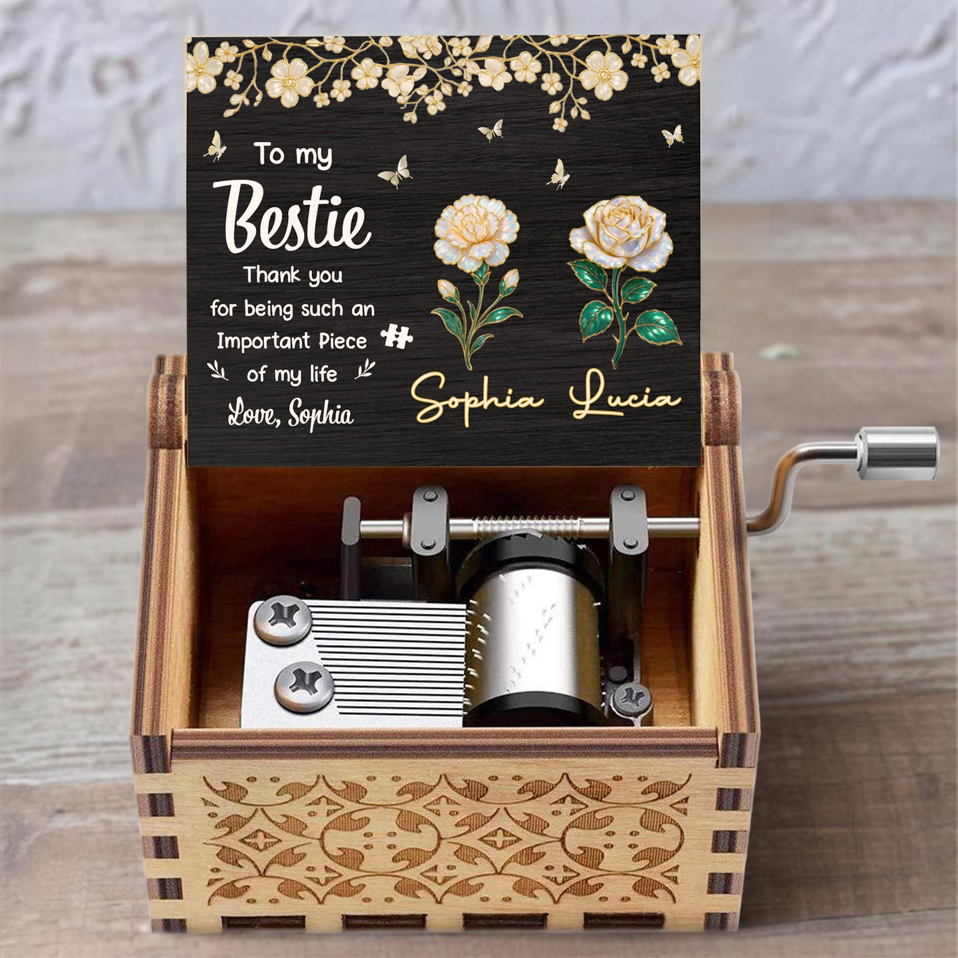 To My Bestie, Thank You, Flowers And Butterflies