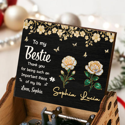 To My Bestie, Thank You, Flowers And Butterflies