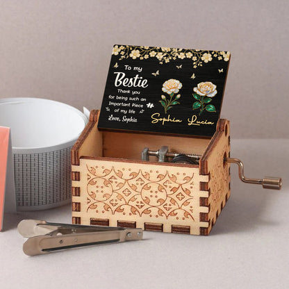 To My Bestie, Thank You, Flowers And Butterflies