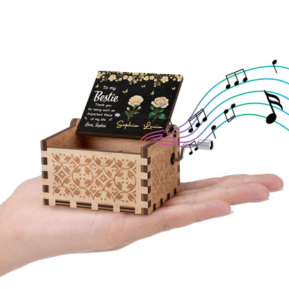 To My Bestie, Thank You, Flowers And Butterflies