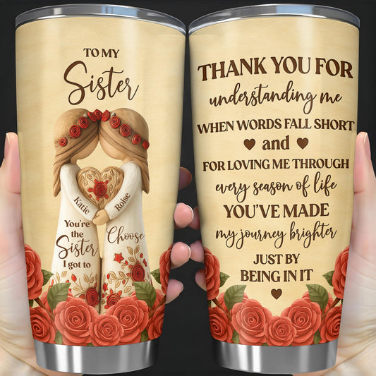 To My Sister, Roses And Hearts Tumbler