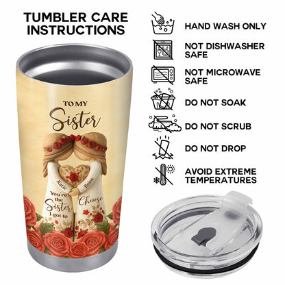 To My Sister, Roses And Hearts Tumbler
