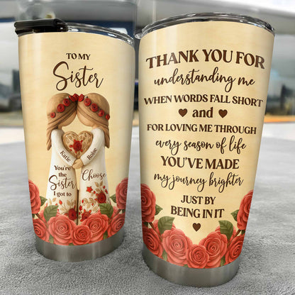 To My Sister, Roses And Hearts Tumbler