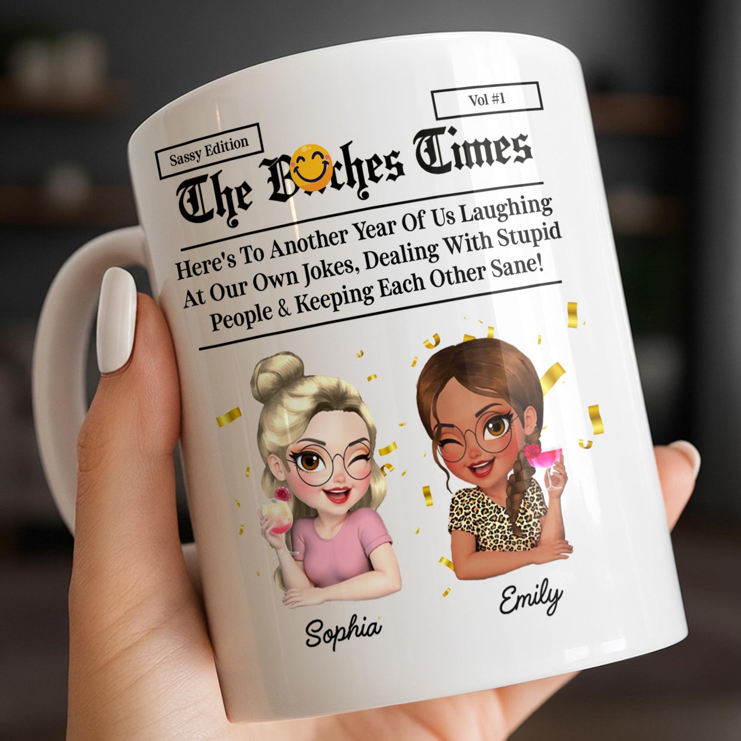 Celebrating Another Year Of Friendship And Laughter - Personalized Custom Coffee Mug - BST521_MG