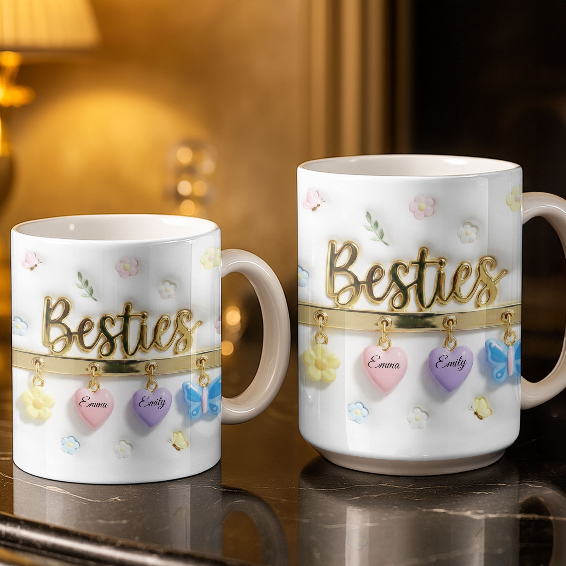 Besties with Flowers, Butterflies, and Hearts