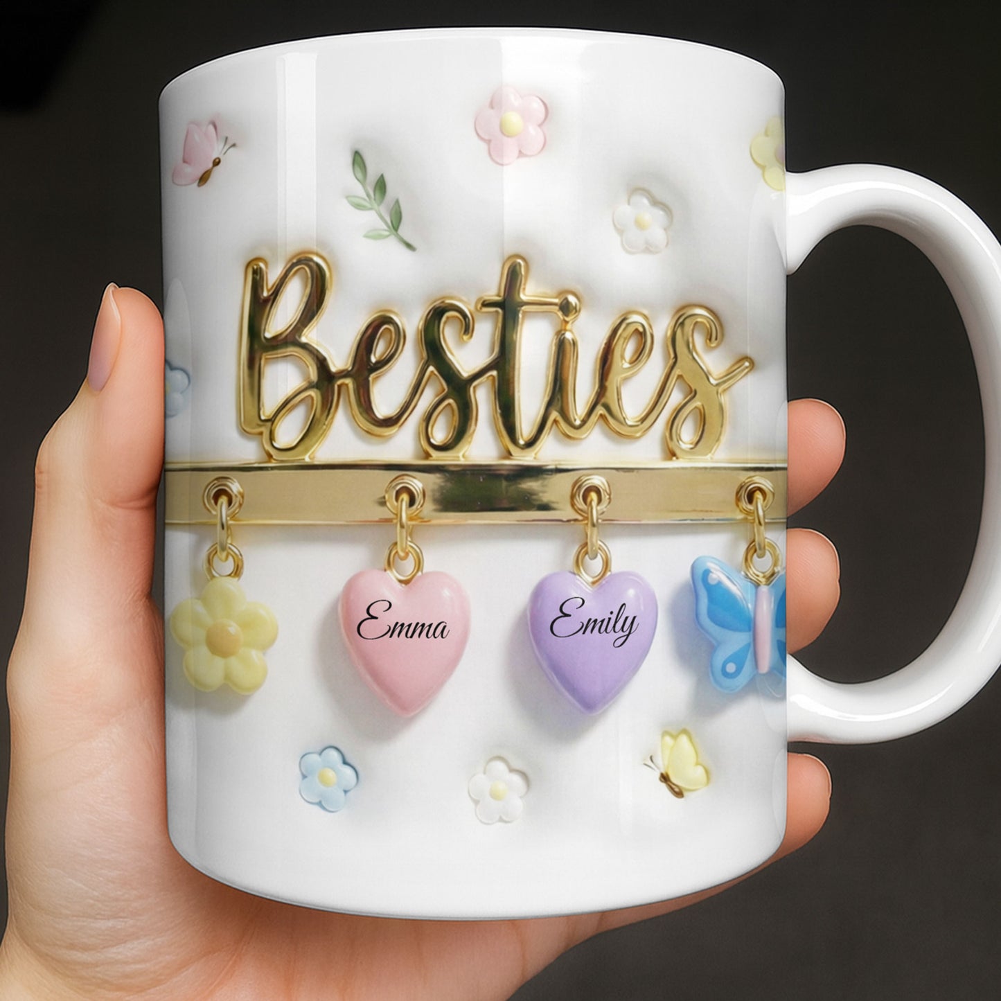 Besties with Flowers, Butterflies, and Hearts