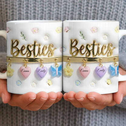 Besties with Flowers, Butterflies, and Hearts