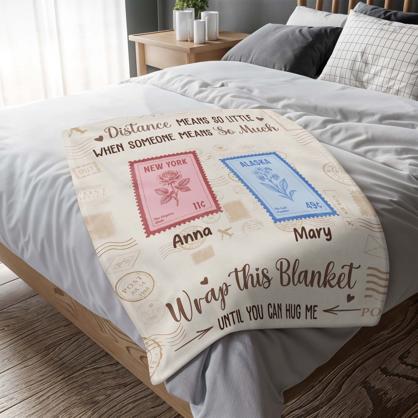Distance Means So Little, Cozy Wrap Blanket With Postcards