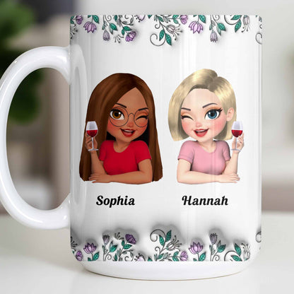 Celebrate Friendship With Personalized Coffee Mug Featuring Stylish Flowers