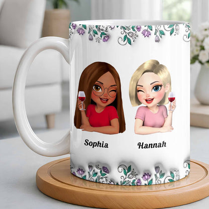 Celebrate Friendship With Personalized Coffee Mug Featuring Stylish Flowers