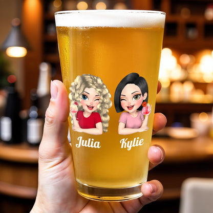 Best B*tches, Bond Over Alcohol - Personalized Custom Beer Glass - BST526_BRG