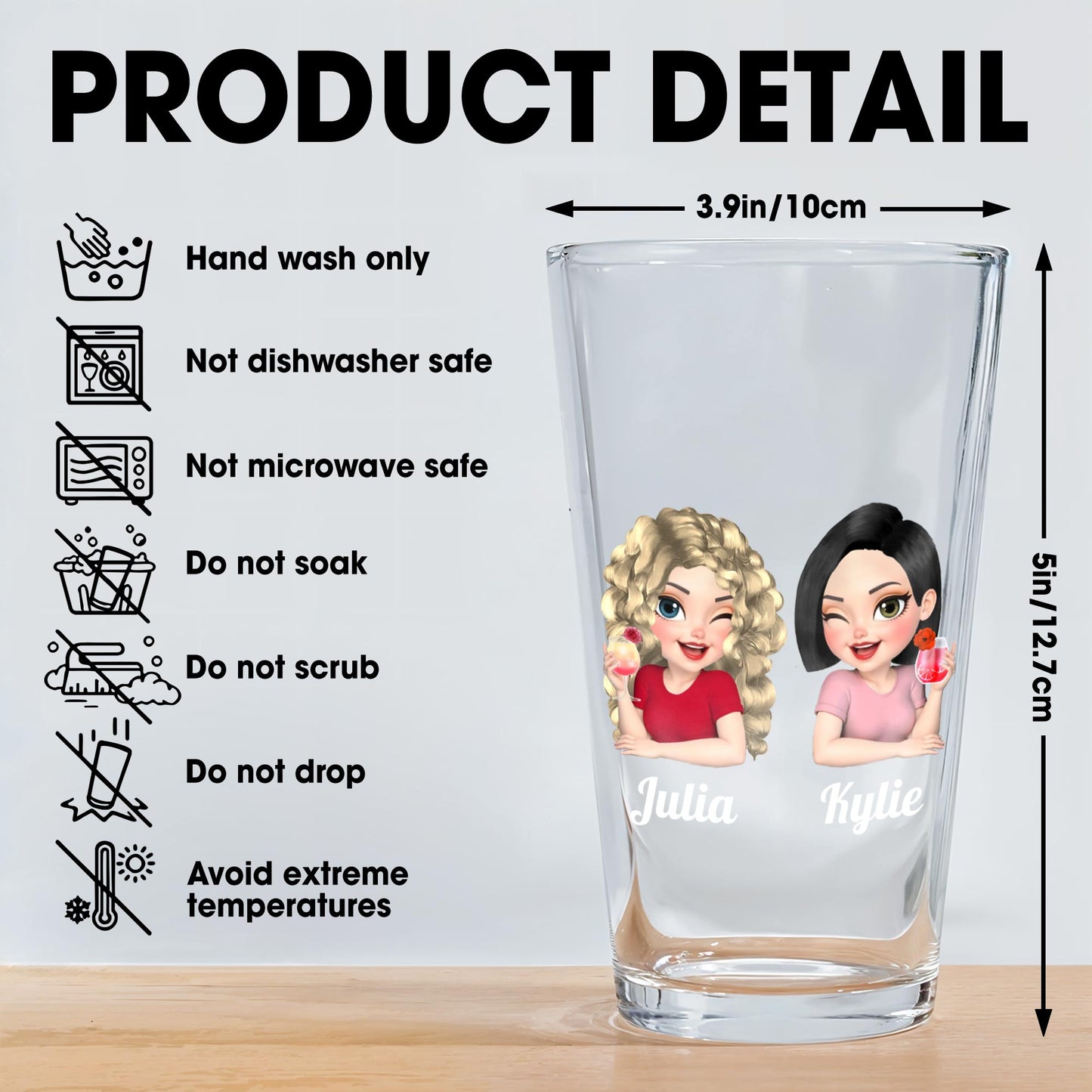 Best B*tches, Bond Over Alcohol - Personalized Custom Beer Glass - BST526_BRG