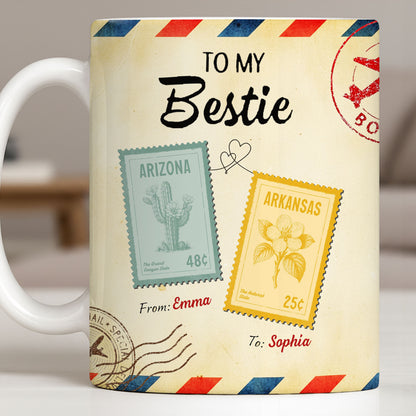 To My Bestie With Postage Stamp Design