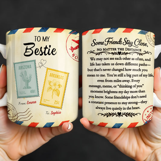 To My Bestie With Postage Stamp Design