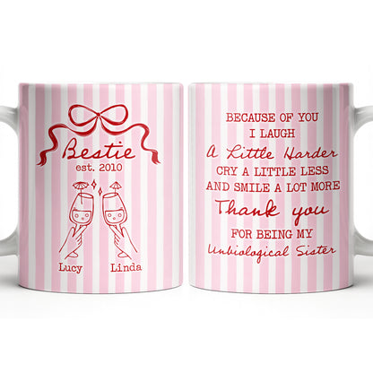 Thank You For Being My Unbiological Sister With Stripes And Wine Glasses