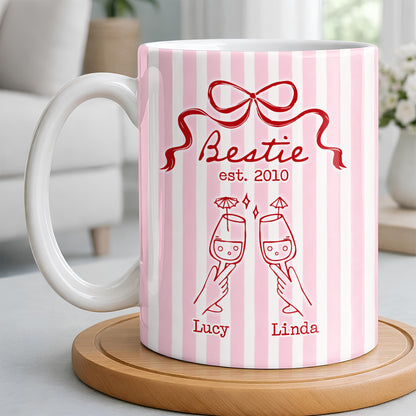 Thank You For Being My Unbiological Sister With Stripes And Wine Glasses