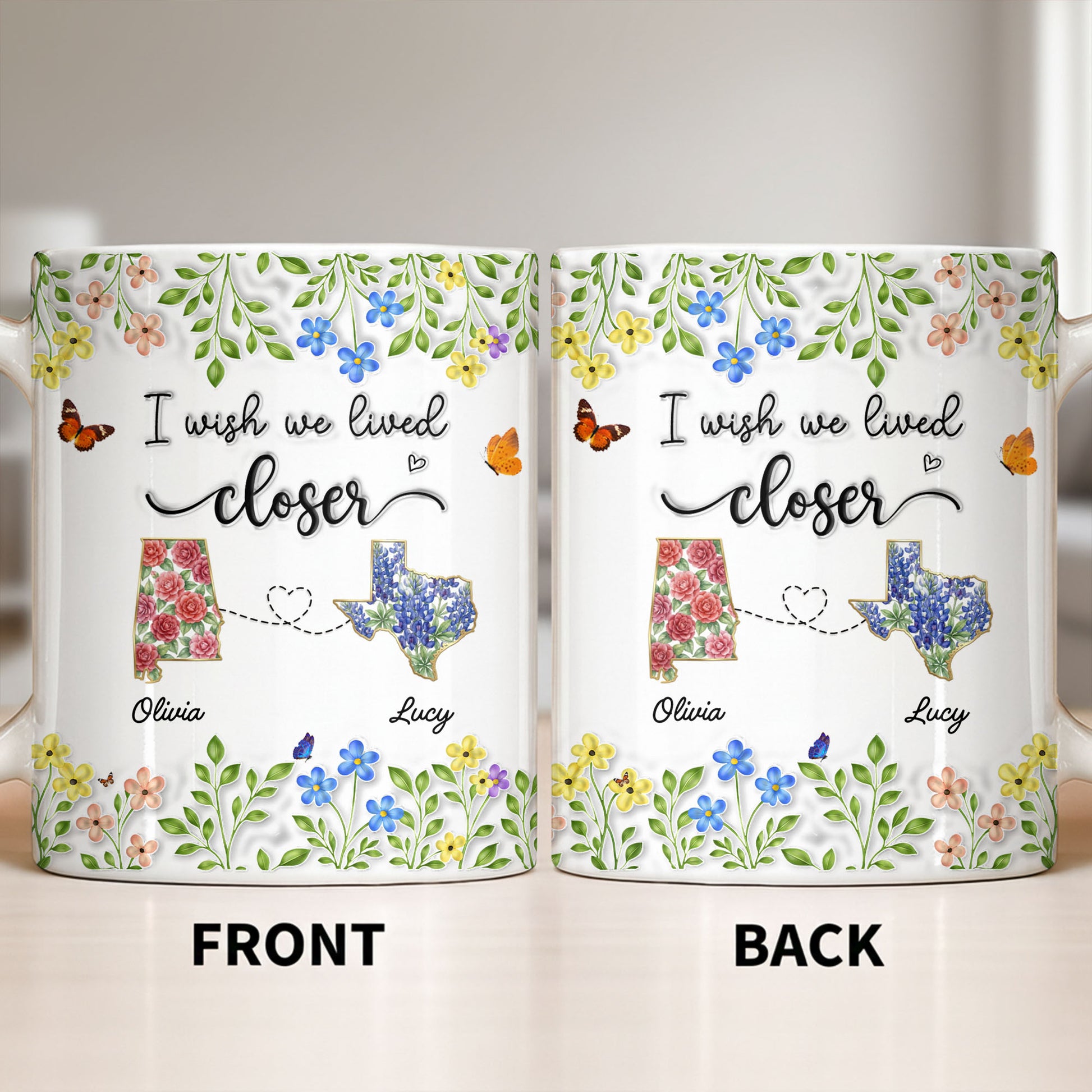 I Wish We Lived Closer Featuring Flowers and Butterfly