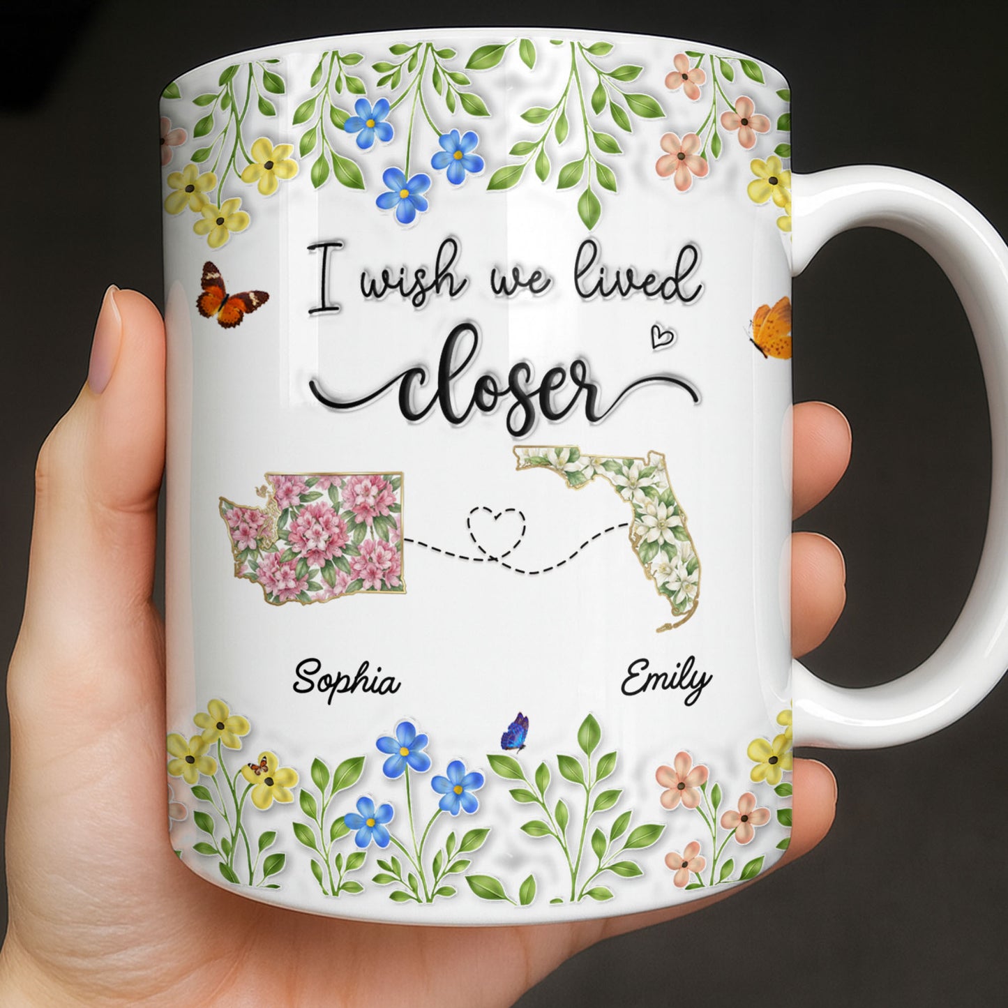 I Wish We Lived Closer Featuring Flowers and Butterfly