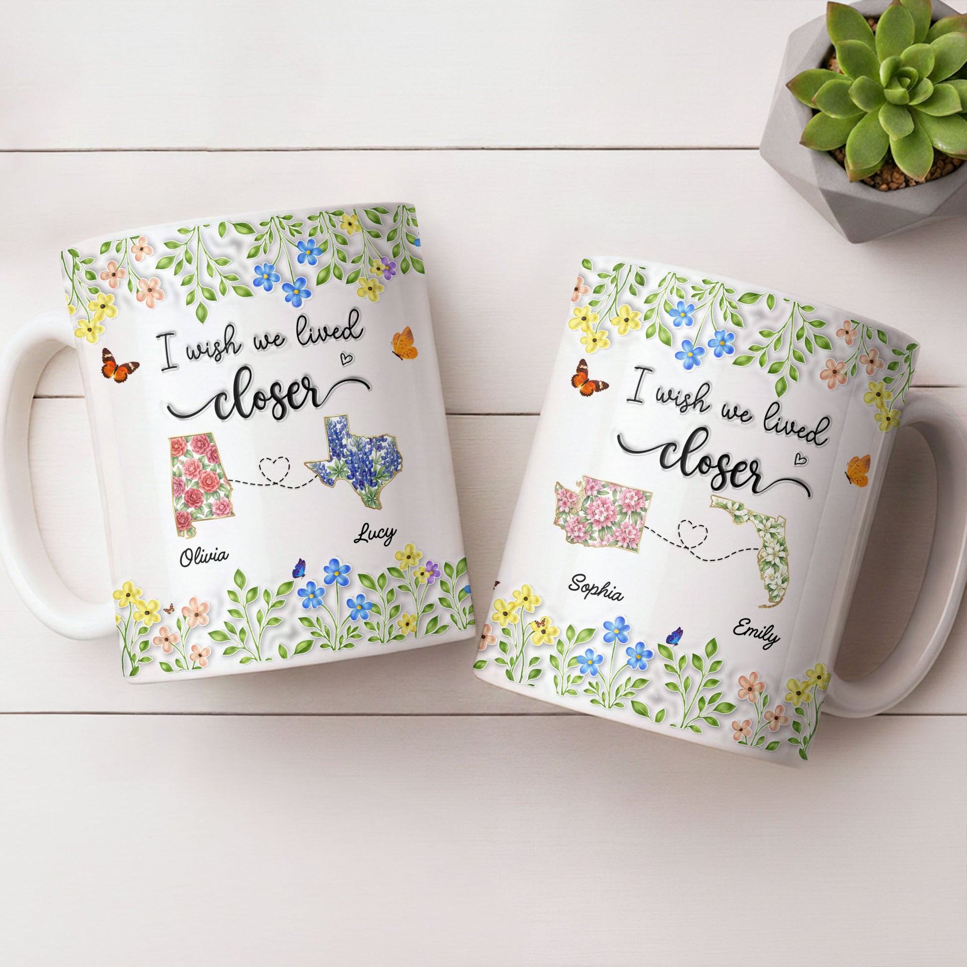 I Wish We Lived Closer Featuring Flowers and Butterfly