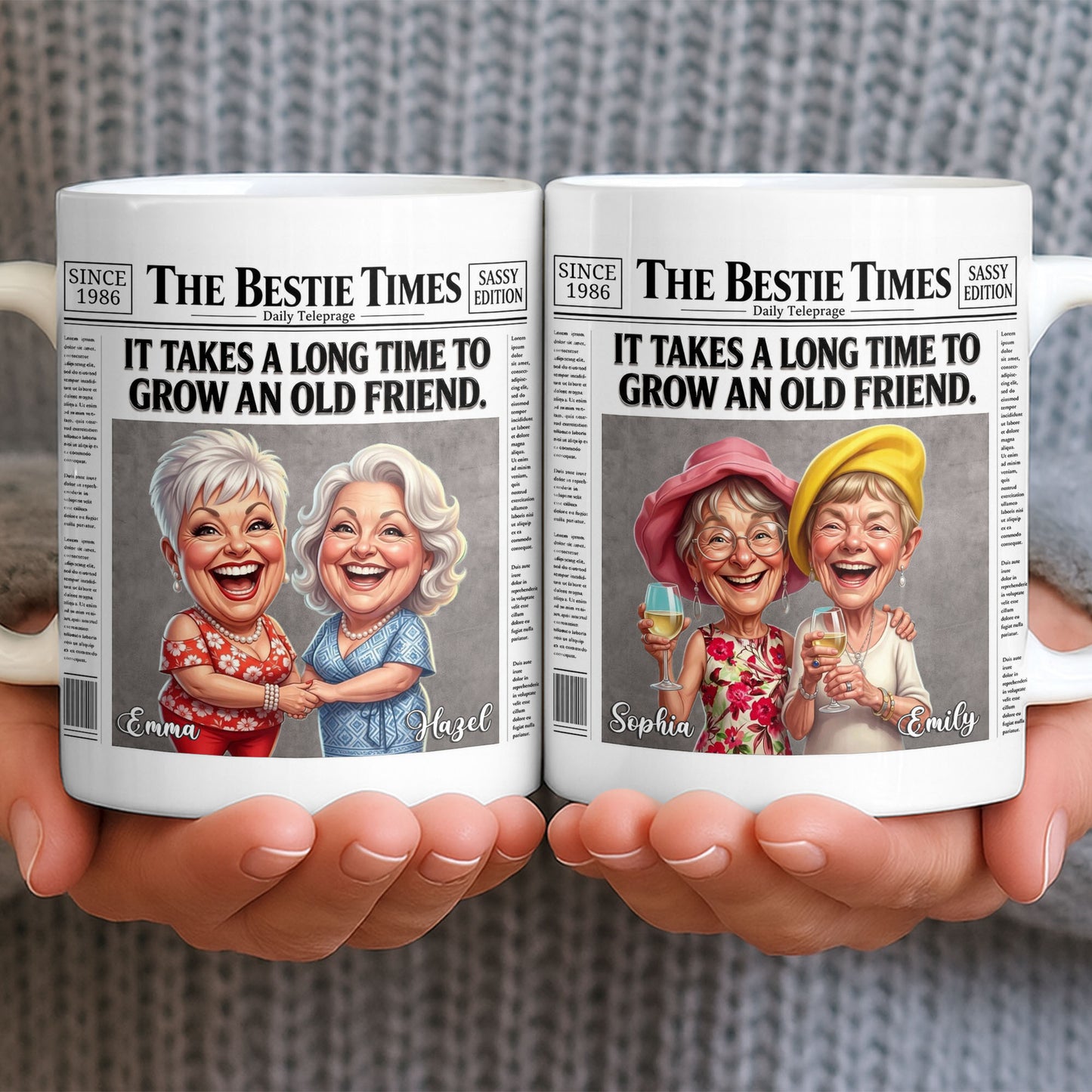 It's Take A Long Time To Grow An Old Friend Newspaper Bestie - Personalized Custom Coffee Mug - BST709_MG