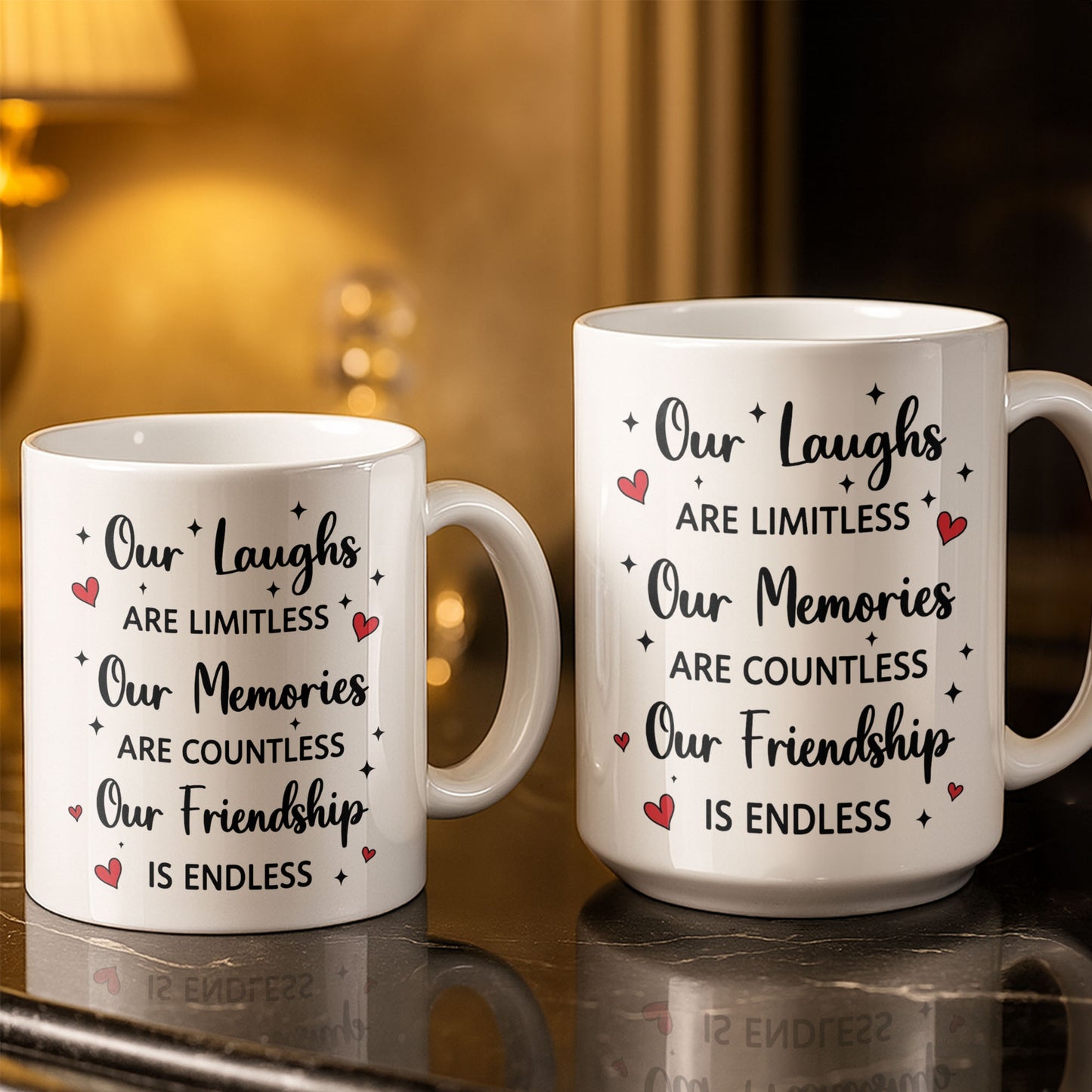 Besties Forever Our Laughs Are Limitless Hearts And Stars Custom Portrait - Personalized Custom Coffee Mug - BST719_MG