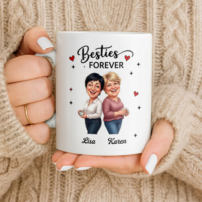 Besties Forever Our Laughs Are Limitless Hearts And Stars Custom Portrait - Personalized Custom Coffee Mug - BST719_MG
