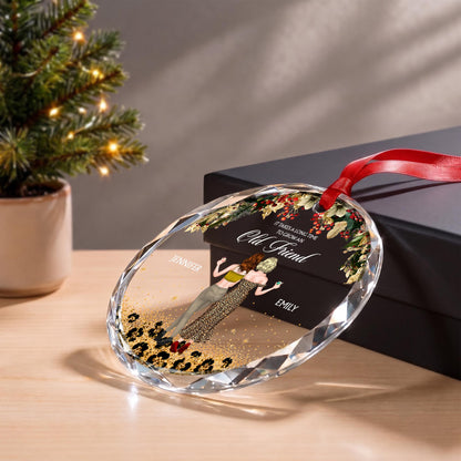 It Takes A Long Time To Grow An Old Friend Leopard Besties - Personalized Custom Circle Glass Ornament - BST778_CGOR