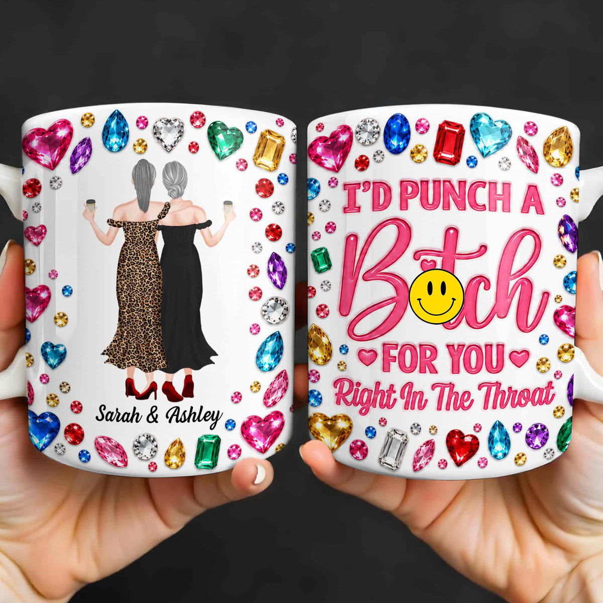 Sharing A Lifetime Of Memories Two Friends With Gems And Hearts - Personalized Custom Coffee Mug - BST857_MG