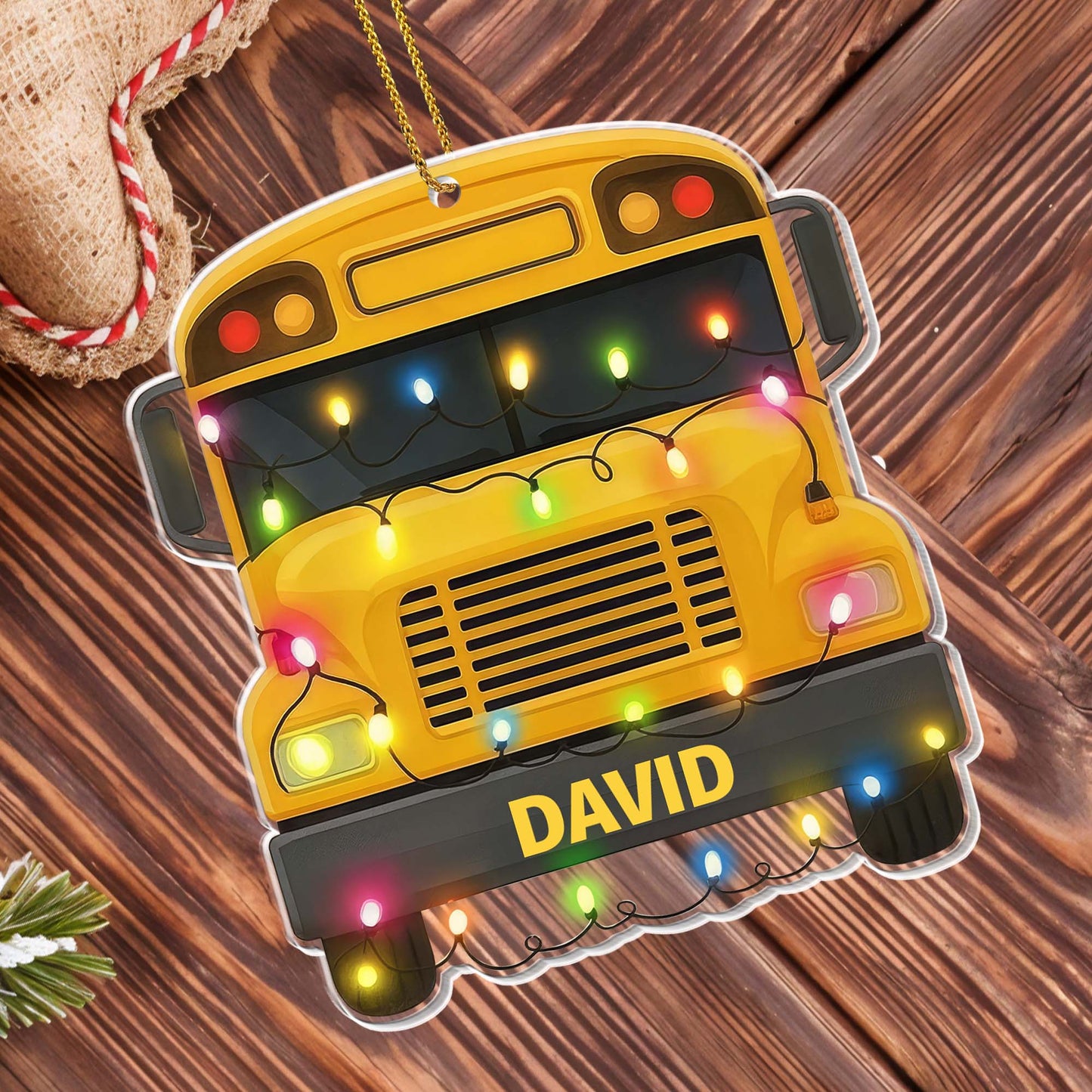 Celebrate The Holidays With Christmas Lights and School Bus