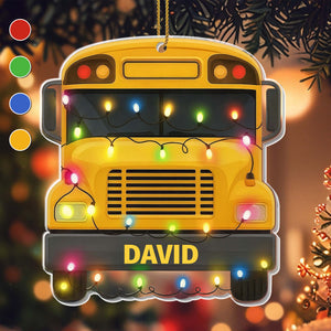 Celebrate The Holidays With Christmas Lights and School Bus