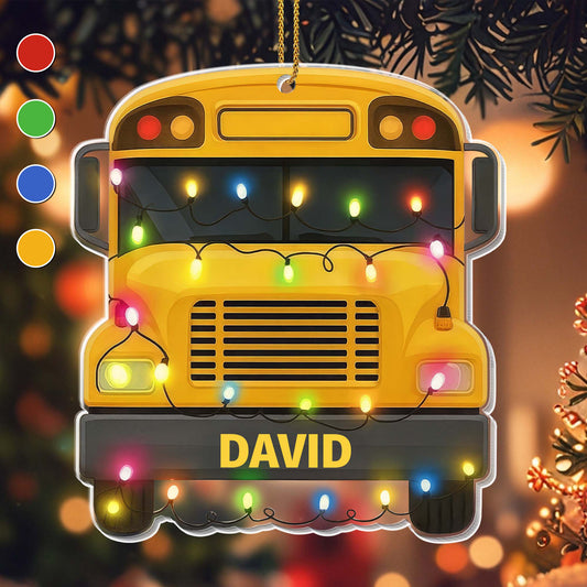 Celebrate The Holidays With Christmas Lights and School Bus