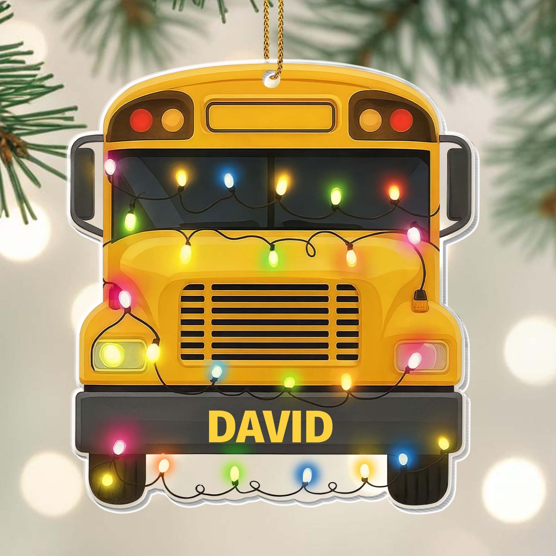 Celebrate The Holidays With Christmas Lights and School Bus