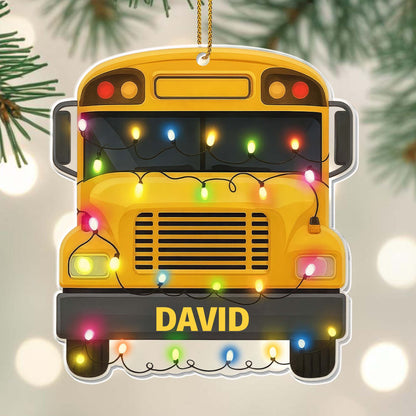 Celebrate The Holidays With Christmas Lights and School Bus