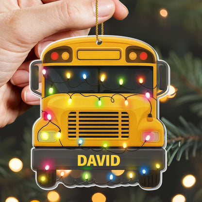 Celebrate The Holidays With Christmas Lights and School Bus