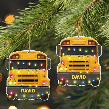 Celebrate The Holidays With Christmas Lights and School Bus
