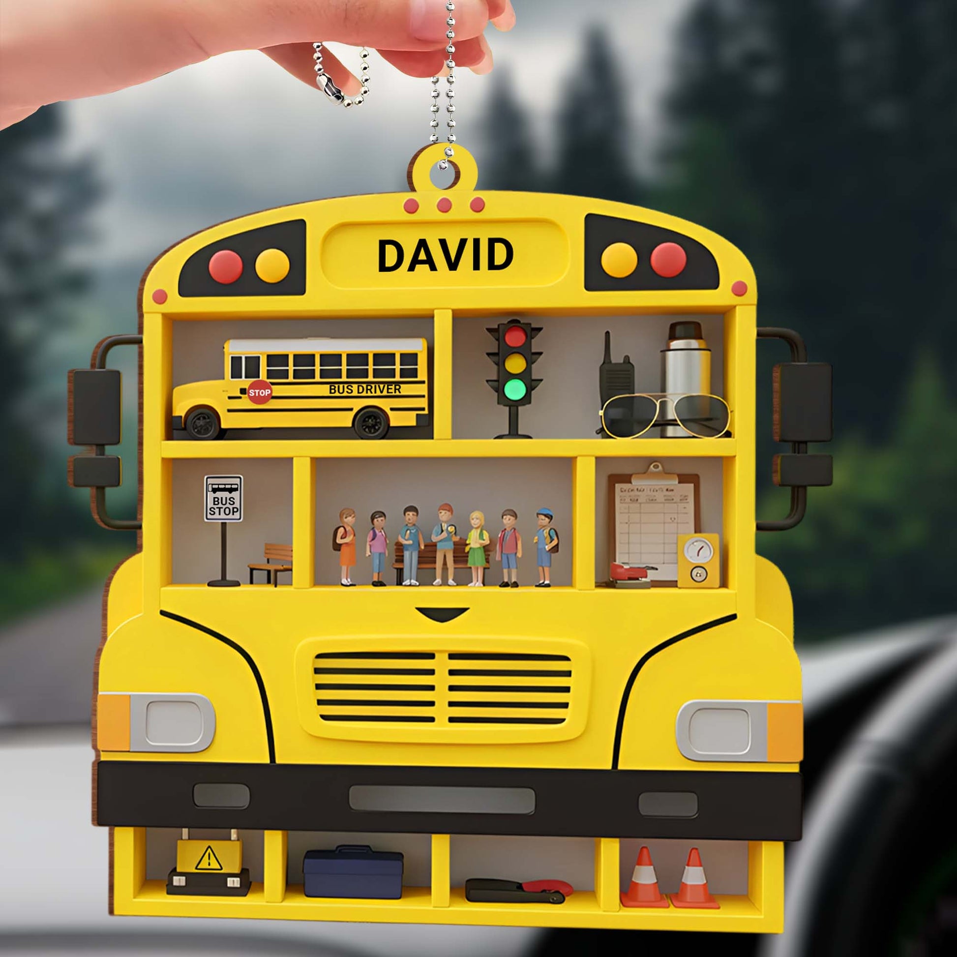 Custom School Bus Ornament For Bus Drivers And Teachers