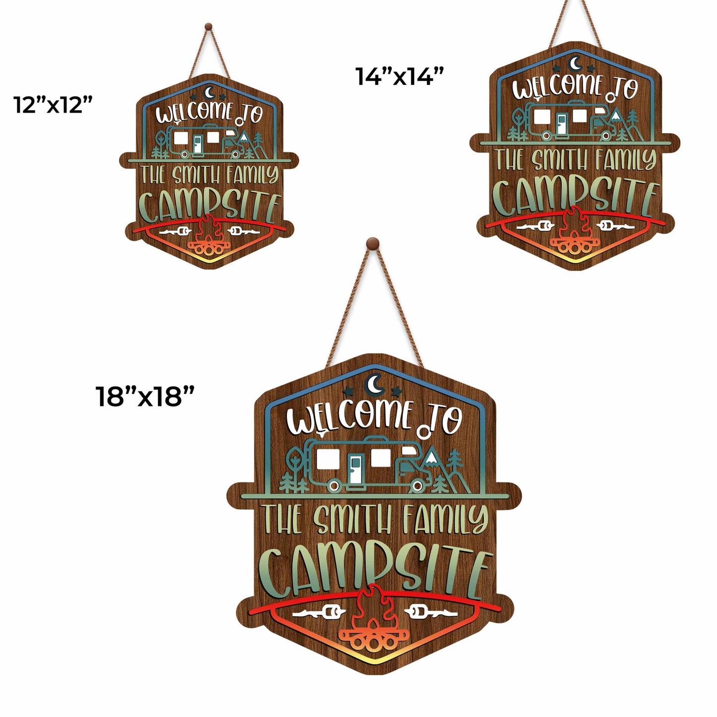 Welcome To The Smith Family Campsite With Campfire, RV, And Trees