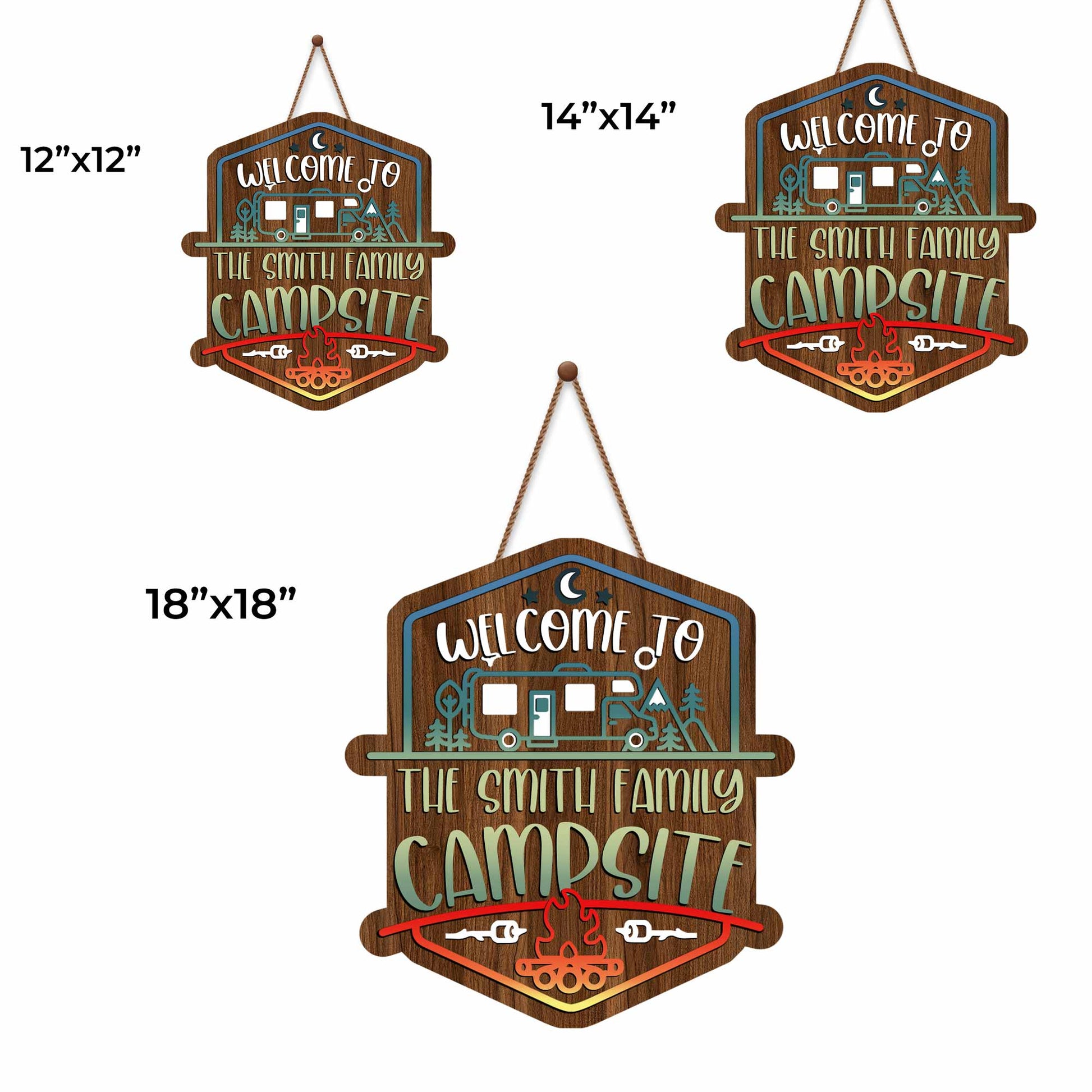 Welcome To The Smith Family Campsite With Campfire, RV, And Trees